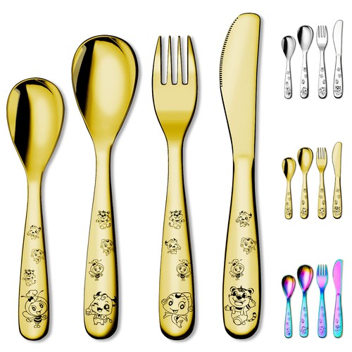 Gold kinderbesteck 4teiliges - gold,